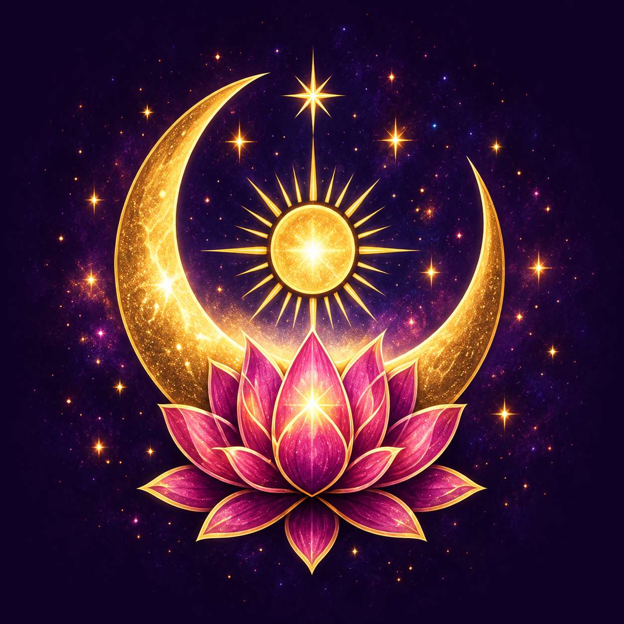Celestial moon and lotus medallion