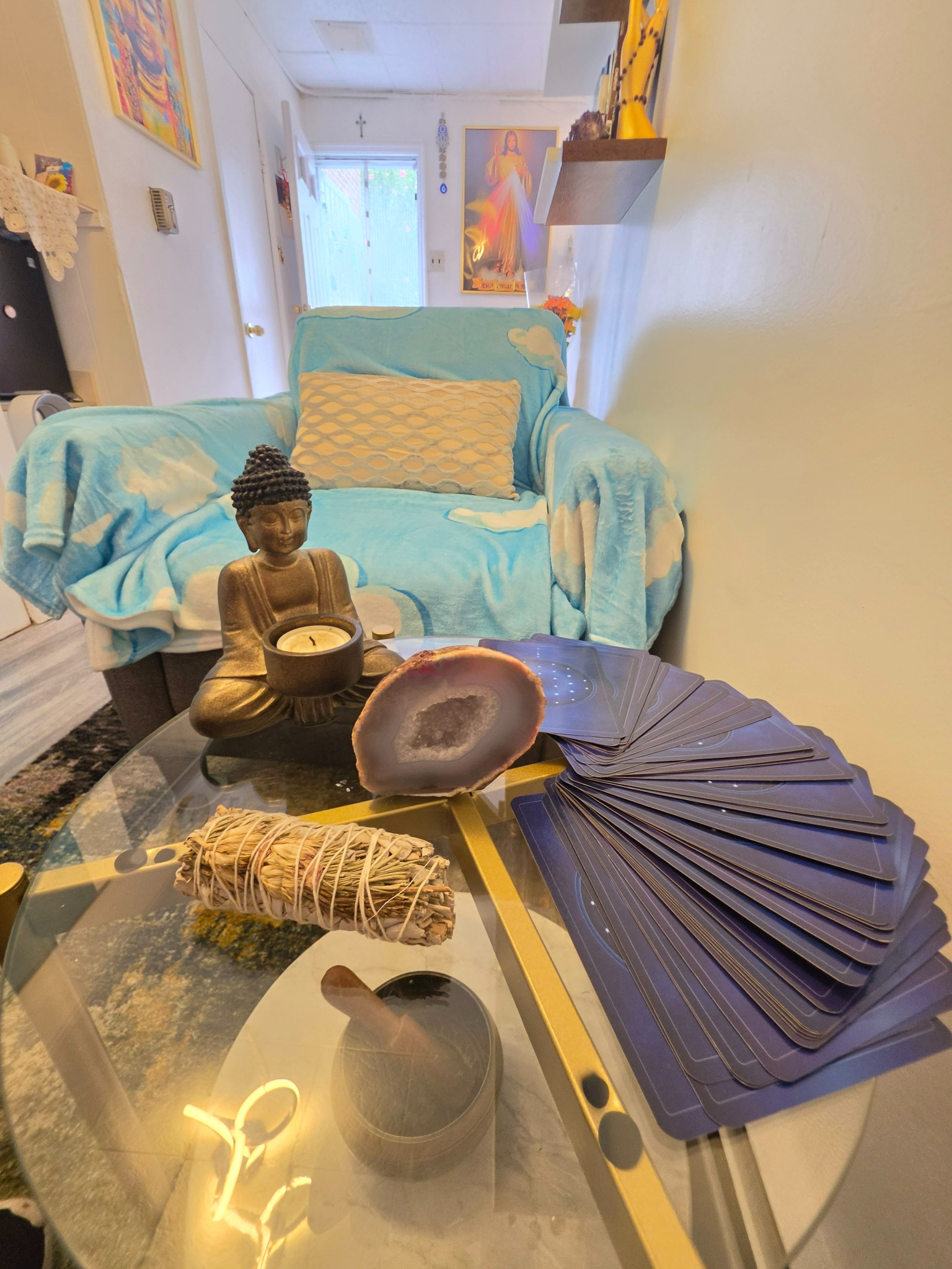 Tarot table with cards